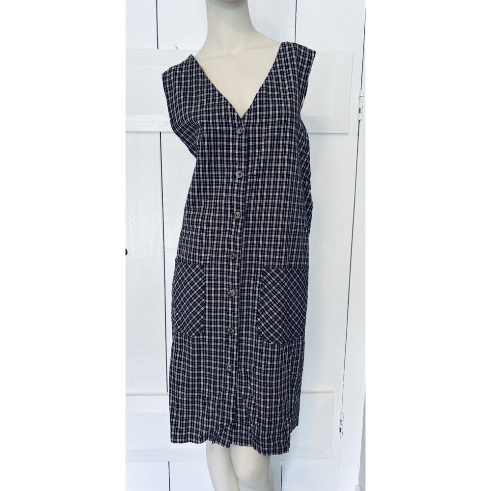 Vintage 80s 90s Plaid Maxi Dress Cottagecore Prairie Shift Button Fashion Bug 2X